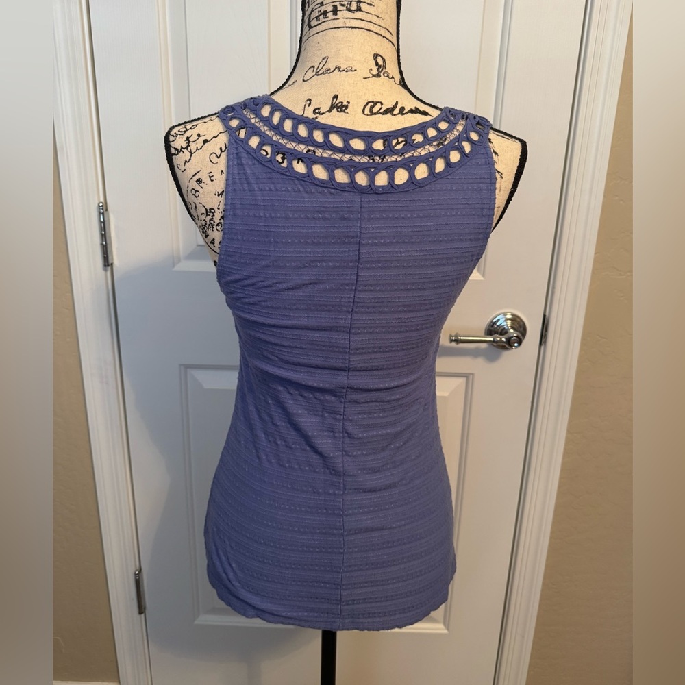 Anthropologie Women’s Postcard Perriwinkle French Blue Crochet Tank Size XS - Picture 2 of 6